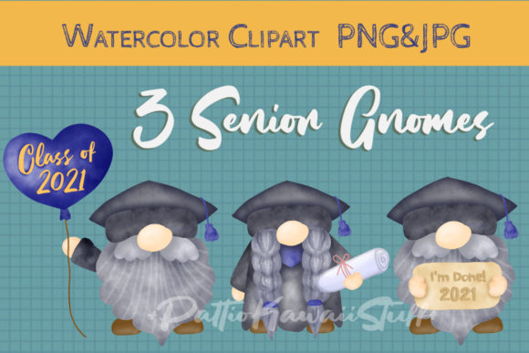 Download Watercolor Senior Gnomes Graduation 2021 - Senior Collection
